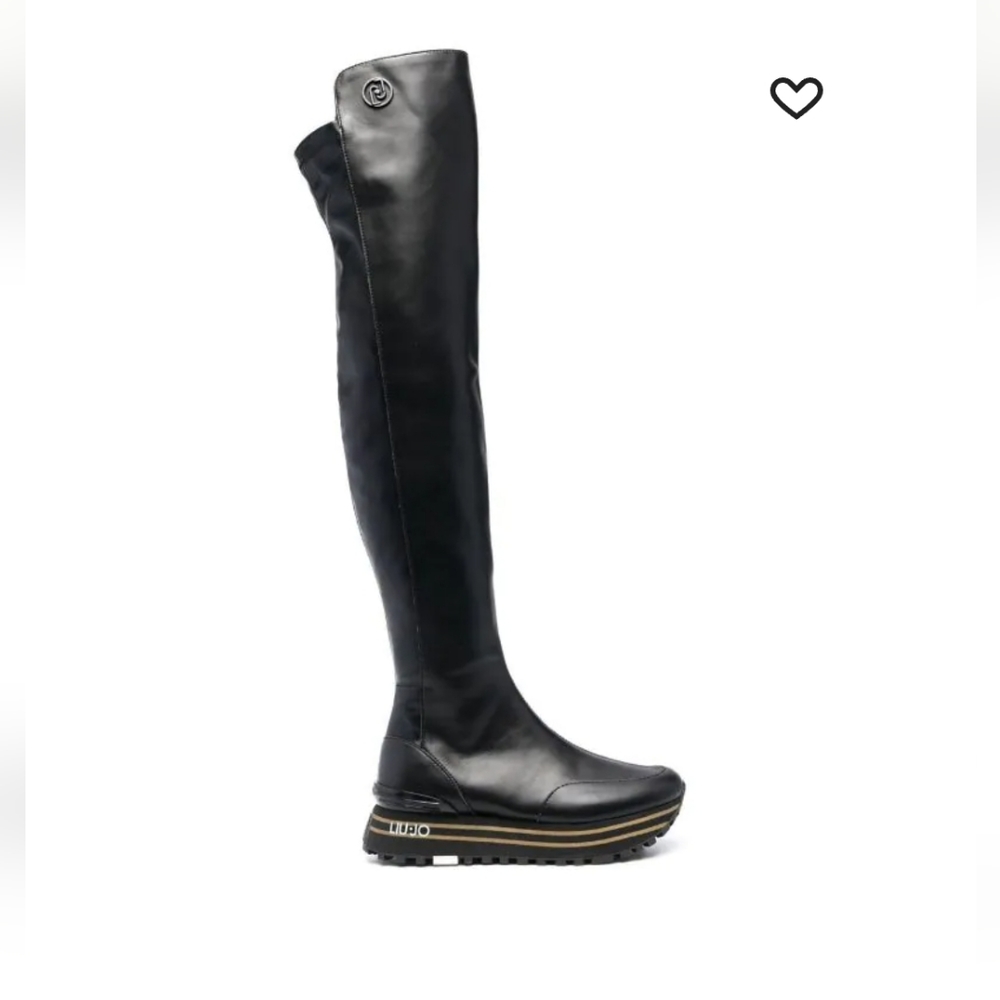 SOLD..■■■■Liu jo thigh high tonal faux leather boots. Black size 38 European